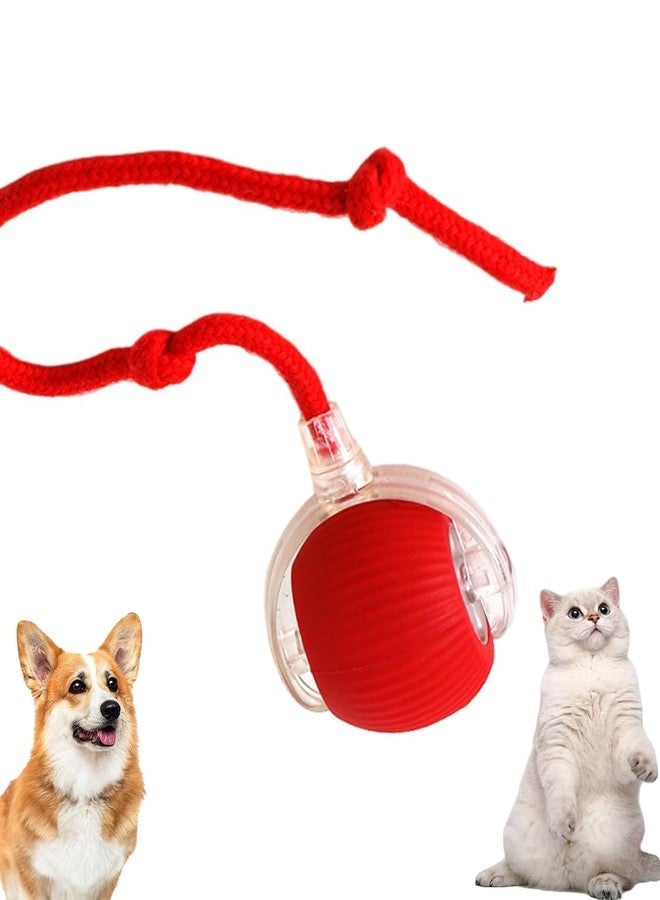 ROMILAS Toy Intelligent Funny 360 Degree Rotatable Toys Rechargeable Rotating Ball with LED Light, Chasing Toy Automatic Rotating Smart Obstacle Avoiding (RED) - Image 1